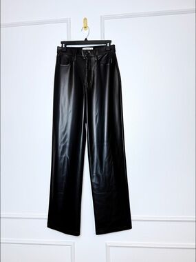 Abercrombie & Fitch Black Vegan  Leather Wide-Leg Pants size 25